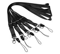 5 Pack Neck Lanyards with Detachable Buckle for Mobile Cell Phones, Music Devices, USB Flash Drives, Keys, ID Card (Black)