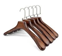 5 Pack Non-Slip Solid, Seamless Design for Clothes, Retro Wide Shoulder Household Space-Saving Hanrs, and Soluts