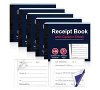 5 Pack Numbered Duplicate Receipt Books with Carbon Sheet 200 Pages 50 Entries Per Pad Cash Receipt Book Perforated Tear Invoice Duplicate Pad for Small Business Self Employed 130 * 105mm