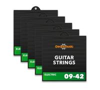 5 Pack of Electric Guitar Strings by Gear4music | Stainless steel nickel-alloy wound strings, bright clear tone with long life, five packs included