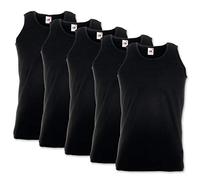 5 Pack of Fruit of the Loom Mens Athletic Vests Tank Top T Shirt Sizes and Colours (XL Mens 44-46 Inch Chest, 5 x Black)