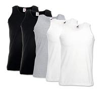 5 Pack of Fruit of the Loom Mens Athletic Vests Tank Top T Shirt Sizes and Colours (XXL Mens 47-49 Inch Chest, 2 Black 2 White 1 Grey)