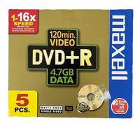 5 PACK OF MAXELL RW DVD+R 120MIN VIDEO 4.7GB DATA 1X16X SPEED 275521 BRAND NEW