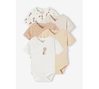 5 pack of short-sleeved baby bodysuits, Hot Air Balloon design ecru