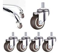 5 Pack Office Chair Replacement Casters 1.5" 2" TPE Rubber Wheels Silent Swivel Rollers for Furniture M10 x 15 mm Standard Stem Load Capacity 80 100 kg Gray