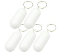 5 Pack Oval Floating Keychains, ABS Plastic Floaters for Keys, Bright Yellow White Key Fobs for Kayaking Boating Swimming Rafting Fishing Jet Skiing Water Sports(White)