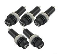 5 Pack Panel Mount Fuse Holder for 6x30mm Glass Fuses, 10A 250V AC Blade Type Chassis Fuse Socket with Solder Terminals, Black