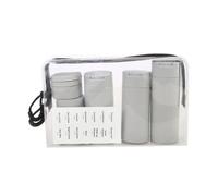 5-Pack PE Travel Bottles Set, TSA Approved Refillable Containers for Shampoo, Shower Gel & Lotion, Leak-Proof Toiletry Essentials with Clear Bag (Gray)