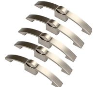 5 Pack Pearl Nickel RV Arc Push Button Pull Lock Handle Pitch Row 128mm Total Length 162mm Cabinet Drawer Catch Door Knob Camper Motorhome Boat Furniture Fitting Caravan RV Cupboard Yacht Boat