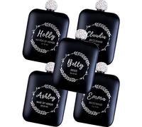 5 Pack Personalised Hip Flasks for Women, Customised 6oz Whiskey Flasks for Bridesmaids Gifts, Engraved Hip Flasks for Bachelorette Party, Wedding Party, Bridal Shower, Birthday Party