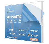 (5 Pack) PET Sheet Panels - 16" x 20" x 0.04" Clear Acrylic Sheet-Quality Shatterproof, Lightweight, and Affordable Glass Alternative Perfect for Poster Frames, Counter Barriers, and Pet Barriers