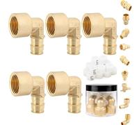 5 Pack Pex A Expansion Brass Fittings 1/2"x 1/2" NPT Female Elbow For Pex-A Tube Connection, ASTM F1960,(PEX1960100)