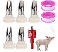 5-Pack Pig Water Nipple，Pig Nipple Waterer for Barrel Kit，Automatic Pig Nipple Drinkers Kit，Piglets Nipple Feeders for Hog Goat Sows Piglets