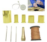 5 Pack Pine Needle Coiling Tool Basket Weaving Supplies for Basket Making, Basket Weaving Kit with 3 Big Eye Needle and 1 Thread Set and 1 Soft Ruler