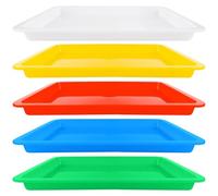 5 Pack Plastic Art Trays, Multicolor Stackable Activity Tray Crafts Organizer Tray Serving Tray Jewelry Tray for DIY Projects, Painting, Beads, Organizing Supply - 28 x 21 x 3 cm