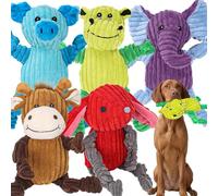 5 Pack Plush Squeaky Dog Toys, Funny Stuffed Animal Tough Dog Toys, Interactive Chew to Keep Them Busy for Small Medium Large Dogs, Corduroy & Knotted Legs Pet Dog Toy