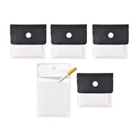 5-Pack Pocket Ashtray Pouch - Fireproof PVC Cigarette Butt Pouch, Odor-Free Travel Ashtray -, Portable and Compact - Travel-Friendly Disposable Cigarette Butt Container(Black)