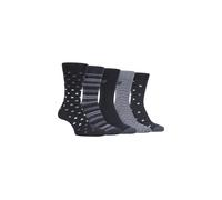 5 Pack Polka Dot Patterned Cotton Dress Socks Farah Grey 6-11