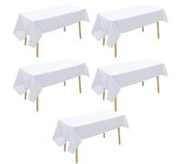 5 Pack Portable White Table Cloth Party, 5 Pack Reusable Tablecloth for Parties, Elegant White Table Cloths, Paper Tablecloths for Events, Standard Size Disposable Table Cloth Alternative