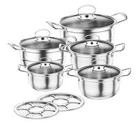 5 Pack Pots and Pans Sets Non Stick with Glass Lid,Handle,Kitchen Stainless Steel Pan Set for Cooking,Steamer Saucepan Set Cookware Pots and Pans Set Works with Induction,Electric,Gas Cooktops