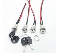 5-Pack Pre-Wired 12mm Metal Key Switch, ON/Off Toggle Switch with Interlock Function for Go-Karts, Electric Scooters & Gas Scooters - Silver