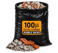 5 Pack Professional Large Heavy Duty Bin Bags Rubble Sacks | 50kg/80L Capacity | Strong 100 Microns Garden, Builder Waste Refuse Bags
