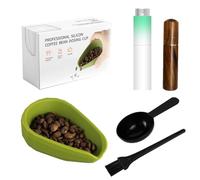 5 Pack Professional Silicone Coffee Bean Dosing Cup, Spray Bottle, WDT Espresso Coffee Stirrer Tool, Bean Spoon, Cleaning Brush，Coffee Bar Accessories for Static Reduction (Green)