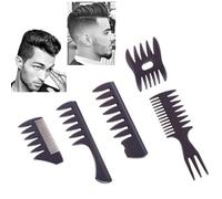 5 Pack Professional Styling Hair Comb Set for Salon/Barber/Hairstylist, Double - Sided Texture Comb, Retro Hairdressing Tool, Durable Hair Care Accessory for Men/Boy/Gentleman, All Hair Types（black）