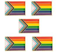 5 Pack Progress Pride Flag Lapel Pins - LGBTQ+ Rainbow Enamel Badges for Festivals, Events, and Everyday Support - Size: 2.3cm x 1.5cm