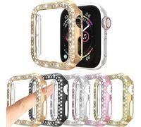 [5-Pack] Protector Case Compatible with Apple Watch Series 3 Series 2 Series 1 42mm Cover, Double Row Bling Crystal Diamonds Protective Cover PC Plated Bumper Frame Accessories