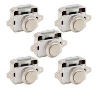5-Pack Push Button Cabinet Locks, Chrome Plated Latches for Rv & Boat, Marine Metal Push to Open Mechanism, Keyless Door Catches for Storage