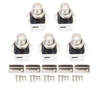 5 Pack Push Keyless Cabinet Lock for RV Motorhome Yacht Secure Closure Zinc Alloy ABS Construction Multipurpose Cupboard Door Knob with Easy Installation Kit for 14 18mm Doors (White Base Pearl Ni)