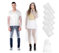 5 Pack Rain Ponchos for Adults, Waterproof Raincoats with Hood & Sleeves, Disposable Rain Ponchos for Adults Lightweight & Compact with Storage Bag, Suitable for Camping, Hiking, Travel, Emergency
