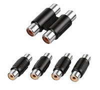 5 Pack RCA Female to Female Coupler, RCA Phono Coupler Adapter 4x Single and 1x Double Phono Socket Joiner Gold Plated Connector for Audio Video Cable Extension Amplifier Speaker DVD TV Home Cinema