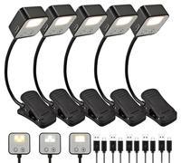 5 Pack Rechargeable Book Lights for Reading at Night in Bed Rechargeable LED Book Light with Memory Function Lightweight Booklight Bulk Clip on Small Travel Reading Lamps for Book Lovers USB Charging