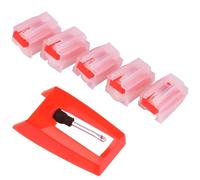 5 Pack Record Player Needle, Universal Compatibility Turntable Stylus Replacement Needle Diamond Vinyl Record Player Accessories for Crosley Victrola ION Jenson LP Phonograph Red