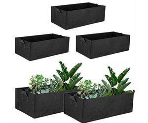 5 Pack Rectangular Garden Grow Bag Felt Planter Bags Square Planting Container Fabric Pots With Handles Outdoor Indoor Garden Growing Pot For Flowers Vegetables Tomatoes Potatoes 60*30*20cm Black