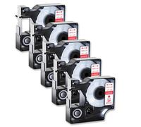 5 Pack Red On White Label 12mm X 7m Compatible with D1 45015 Cartridge Cassette Compatible with Printer 100 120P LabelManag