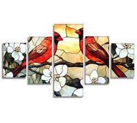 5 Pack Red Sparrow Diamond Art Bird Diamond Painting Kits for Adults, DIY Full Round Drill Rhinestone Crystal Art Kits for Adults Beginners, Arts and Crafts for Home Room Decor 200x100cm, Model253