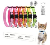 5-Pack Reflective Cat Collars with Bells - Adjustable Kitten Collars with Quick Release, Anti-Lost Tags, Soft Nylon Material, Vibrant Assorted Colors