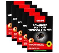 5 Pack Rentokil Advanced Fly Trap Window Stickers, Sticky Window Fly Catcher Traps for Home, Indoor Insect Traps for Flies Gnats Moths & Wasps, Easy Apply Adhesive Stickers