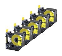 5-Pack Replacement for 1805444 Black on Yellow 24mm Compatible with Dymo | 1.5 m Heat Shrink Tube with 3:1 Shrink Ratio Compatible with Industrial Dymo Rhino 6000, Rhino 6500 Printer