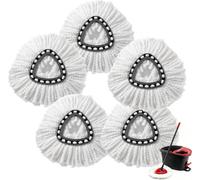 5 Pack Replacement Mop Heads Compatible With Vileda Turbo 2-In-1 Spin Mop, Microfibre Refills, Washable Reusable, Black White