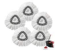 5 Pack Replacement Mop Heads Compatible with Vileda Turbo 2-in-1 Spin Mop, Premium Microfibre Mop Head Refills, Washable & Reusable, Black & White