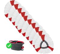 5 Pack Replacement Mop Heads Compatible with Vileda Turbo 2-in-1 Spin Mop, Premium Microfibre Mop Head Refills, Washable & Reusable, Black & White (red-10P)