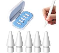 5 Pack Replacement Tips with Case for Pencil 2nd / 1st Generation Nibs - Sensitive and Precise Control iPencil Nib for iPad for Pencil USB C/ 2nd/ 1st Gen Apple Pen