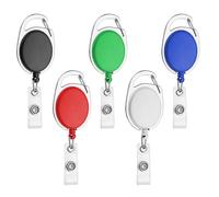 5 Pack Retractable Badge Reels, Retractable Keyring for Badge Holder 65 cm Nylon Rop Reel Clips Extendable Key Chain Extendable Keys Chain with Key Belt for Keys Ring ID Card Badge Holder