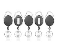 5 Pack Retractable Keychain Badge Holders, Heavy Duty Retractable Lanyard with Key Ring and ID Card Clip, Durable Pull Cord for Office School Work Events Security Passes