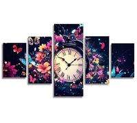 5 Pack Retro Diamond Art Clock Diamond Painting Kits for Adults, DIY Full Square Drill Crystal Art Kits for Adults Beginners, Arts and Crafts for Home Room Decor, Gifts for Women 225x110cm, Model556