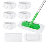 5 Pack Reusable 100% Cotton Mop Pads Compatible with Swiffer Sweeper Mop, Wet and Dry Flat mop Cover, Washable Mop Pads for Surface/Hardwood Floor Cleaning (Mop is Not Included)